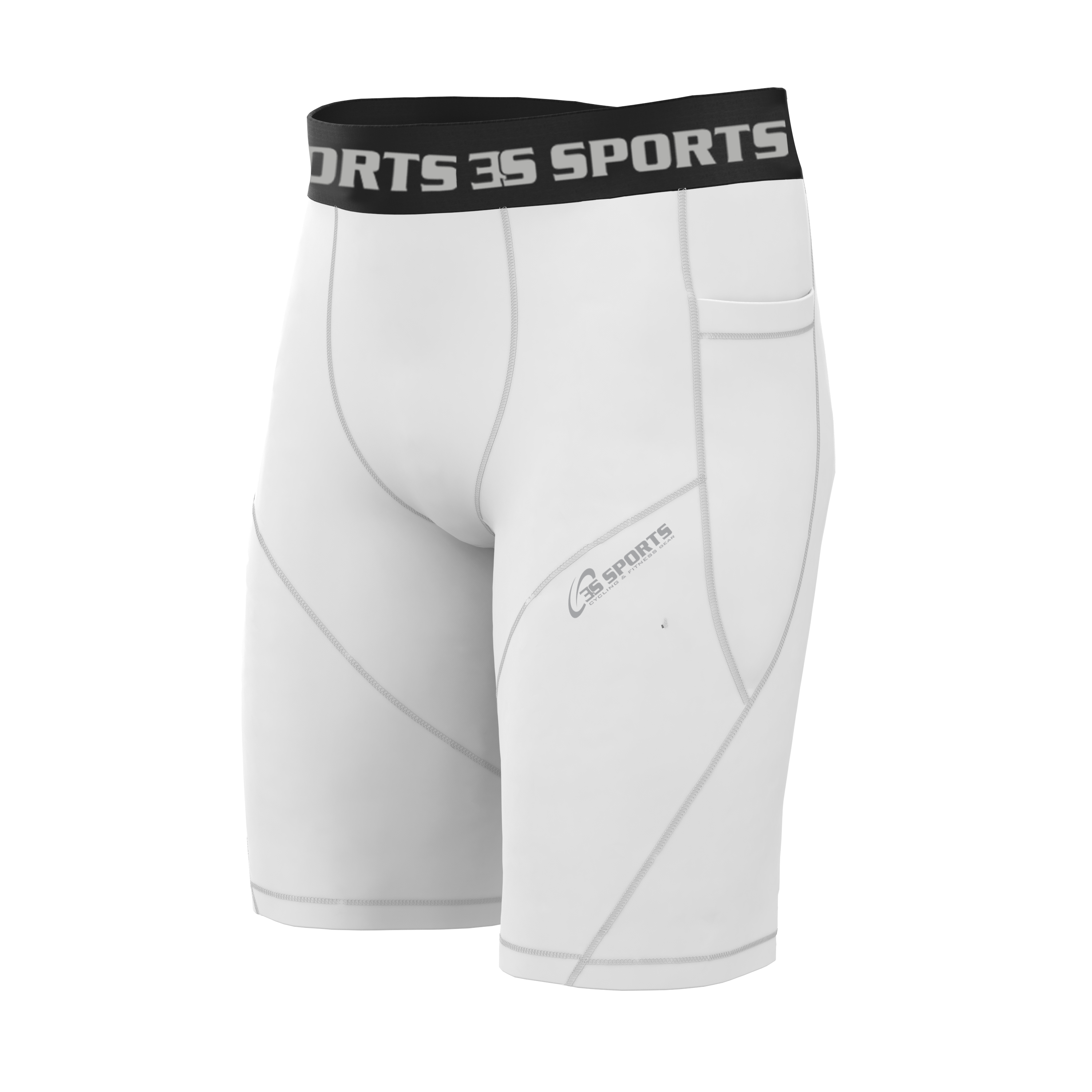 Gym Fitness Compression Wear #Compression Short_White_01